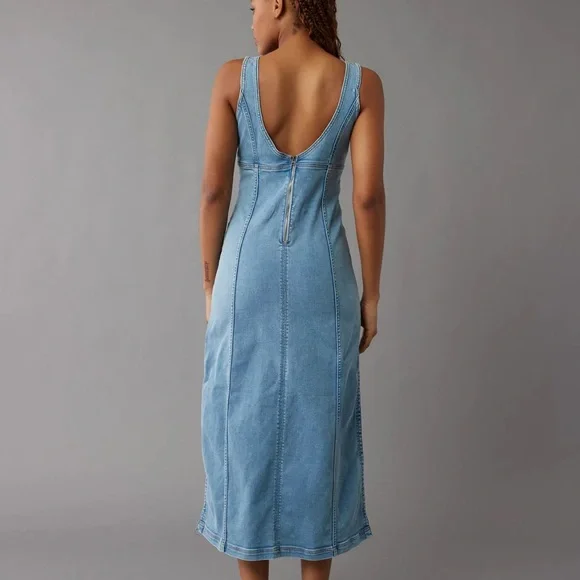 American Eagle Denim Button Front Midi Dress – Size 6 - Picture 8 of 11